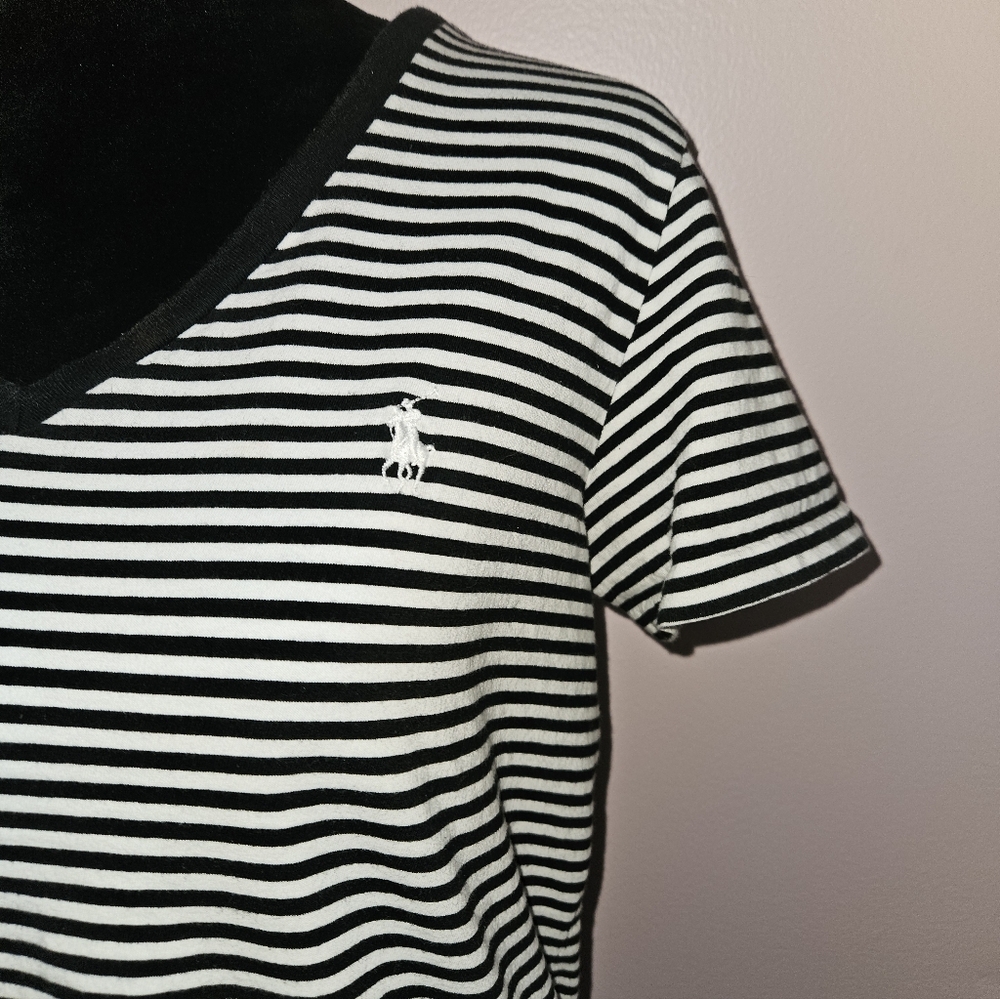 Ralph Lauren Classic Black & White Striped Top - Size Large - Picture 2 of 7